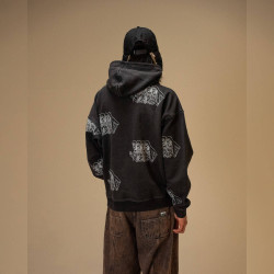 Mikina Jacker Skeleton Hoodie Garment Dyed čierna