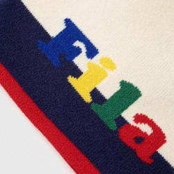 Fila Bowie Back To School Colorful Logo Intarsia Beanie Antique White-Medieval Blue-True Red