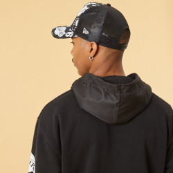 NEW ERA mikiny Distressed sleeve print hoody NBA Multi Logo Black