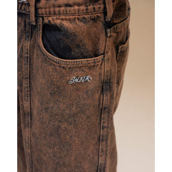 Džínsy Jacker 3 Stripes Dyed Denim Baggy hnedé