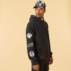 NEW ERA mikiny Distressed sleeve print hoody NBA Multi Logo Black