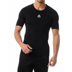 Adidas Mens Logo Techfit Tops Black
