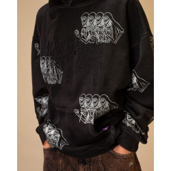 Mikina Jacker Skeleton Hoodie Garment Dyed čierna