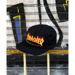 Thrasher Flame Embroidered Snapback Black