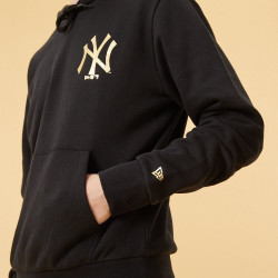 NEW ERA mikina MLB Team logo metallic print hoody NEW YORK YANKEES Black