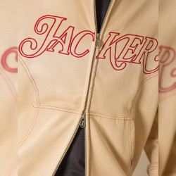 Mikina Jacker Rough Garment Dyed Premium Hoodie Zip béžová