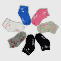Champion 7pk short crew socks Pink/Grey/Grey/Black/Navy/White/Blue