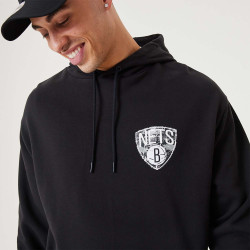 NEW ERA Brooklyn Nets NBA Infill Team Logo Black Pullover Hoodie Black