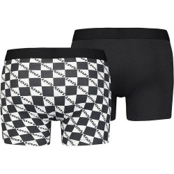 Levis Men Logo Checkerboard Boxer Brief 2P Black Combo