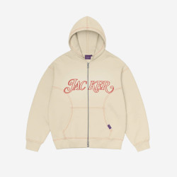 Mikina Jacker Rough Garment Dyed Premium Hoodie Zip béžová
