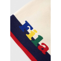 Fila Bowie Back To School Colorful Logo Intarsia Beanie Antique White-Medieval Blue-True Red