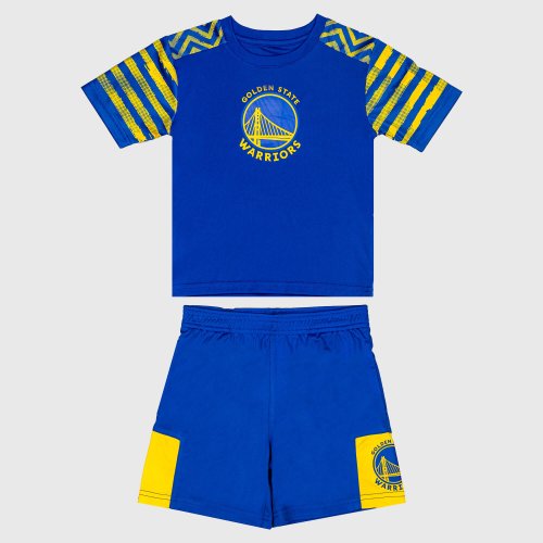 OUTERSTUFF NBA VICTORY PASS TEE SHORT SET GOLDEN STATE WARRIORS BLUE