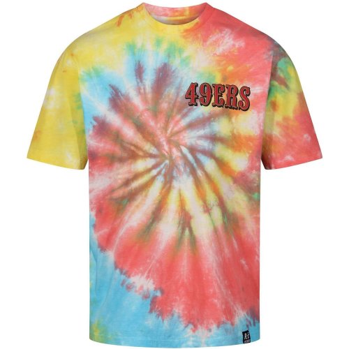 Re:Covered NFL 49Ers Helmet Rainbow Tie Dye Relaxed T-Shirt