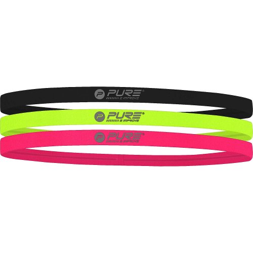Pure2Improve Head Bands Set Of 3 Pcs - Neon Pink And Neon Yellow
