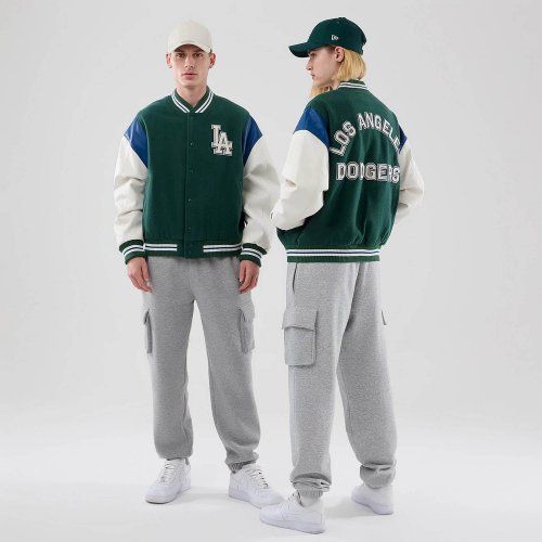 Bunda NEW ERA LA Dodgers MLB Varsity Dark Green Jacket tmavozelená