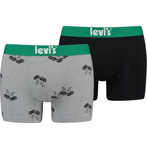 Levis Men Cherry Aop Boxer Brief Org Co 2P Light Grey Melange/Green