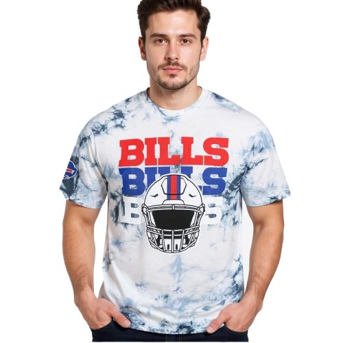 Tričko RE:COVERED x NFL Buffalo Bills Batik Blue/White modré