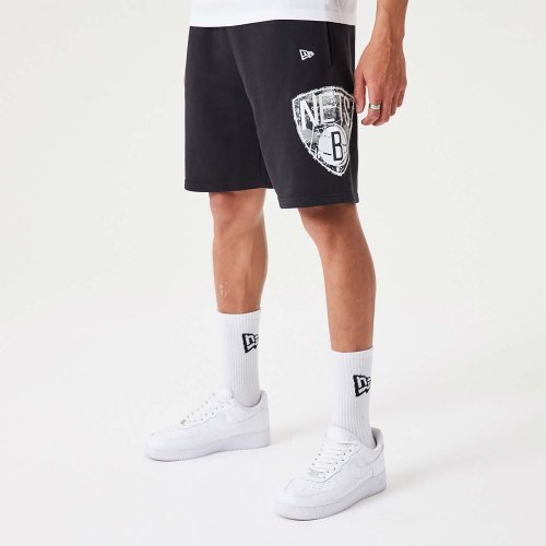 NEW ERA Brooklyn Nets NBA Team Logo Black Shorts Black