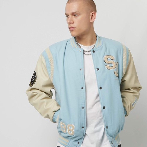 Sean John SJ Script Logo SJ Collegejacket light blue/light sand