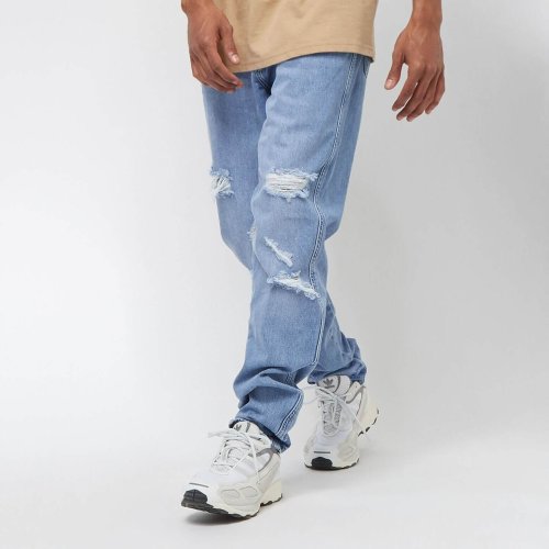 Sean John Script Logo Distressed Denim light blue