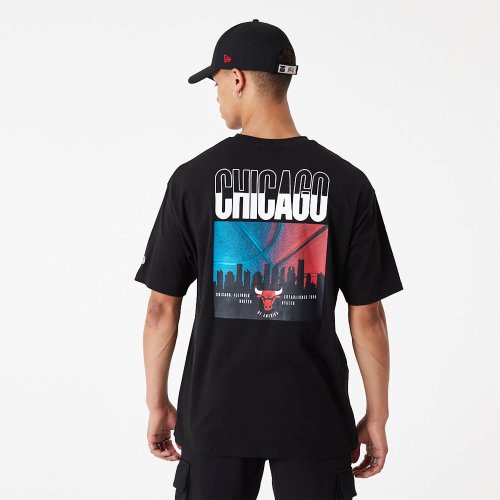 New Era NBA Chicago Bulls City Graphic Black Oversized T-Shirt Black