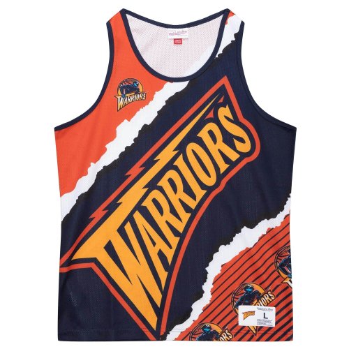 Mitchell & Ness NBA Jumbotron 2.0 Sublimated Tank GOLDEN STATE WARRIORS NAVY / ORANGE