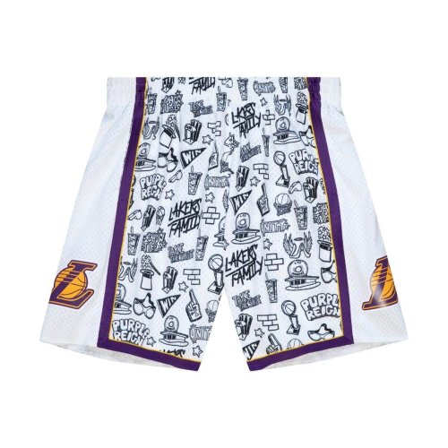 Mitchell & Ness NBA DOODLE SWINGMAN SHORTS LOS ANGELES LAKERS PATTERN / WHITE