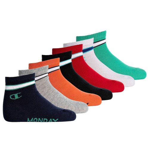 Champion 7pk short crew socks Navy/Grey/Orange/Black/Red/White/Green