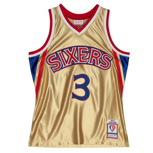 Mitchell & Ness 75th NBA Anniversary Gold Swingman Jersey PHILADELPHIA 76ERS ALLEN IVERSON Gold