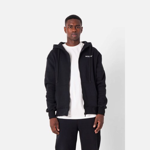 Sixth June Essentiel Bitone Zip Up Hoodie Black