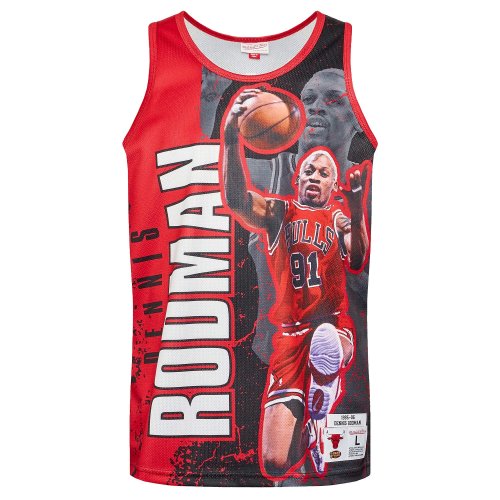 Mitchell & Ness NBA Player Burst Mesh Tank Bulls Dennis Rodman Chicago Bulls Dennis Rodman Scarlet