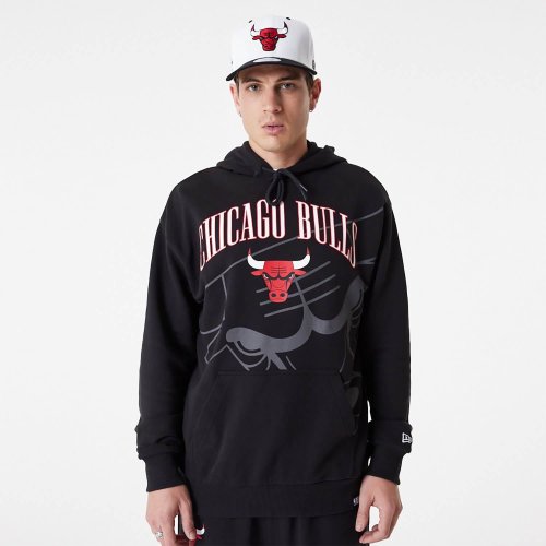 New Era NBA Chicago Bulls NBA Logo Black Pullover Hoodie Black