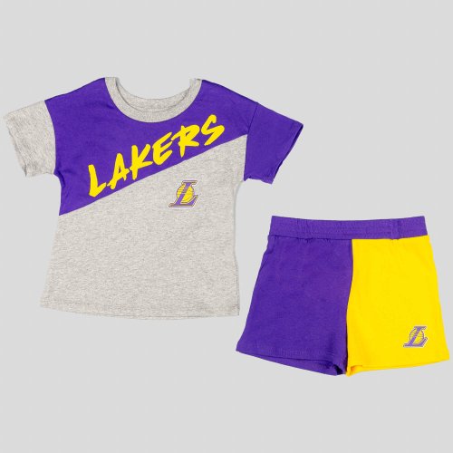 Outer Stuff Super Star Short Set Los Angeles Lakers Grey