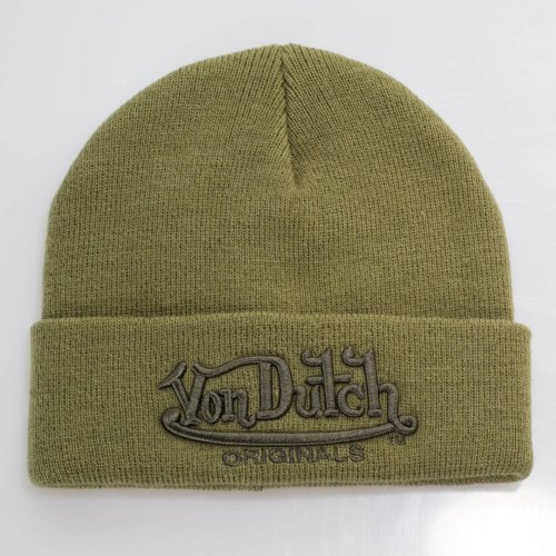 Von Dutch Originals Heritage Logo Beanie Flint Khaki