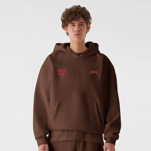 Mikina s kapucňou Lost Youth Soft hnedá