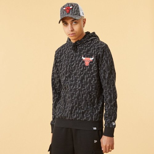 NEW ERA mikina NBA Seasonal aop hoody CHICAGO BULLS Grey