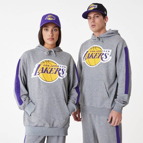 New Era NBA LA Lakers NBA Colour Block Grey Pullover Hoodie Grey
