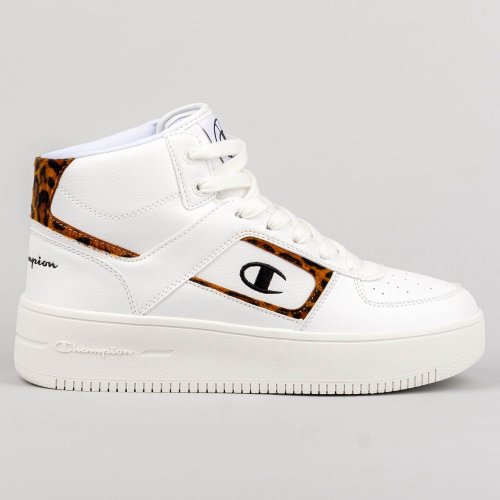 Champion Mid Cut Shoe Foul Play Plat Mid Animalier White