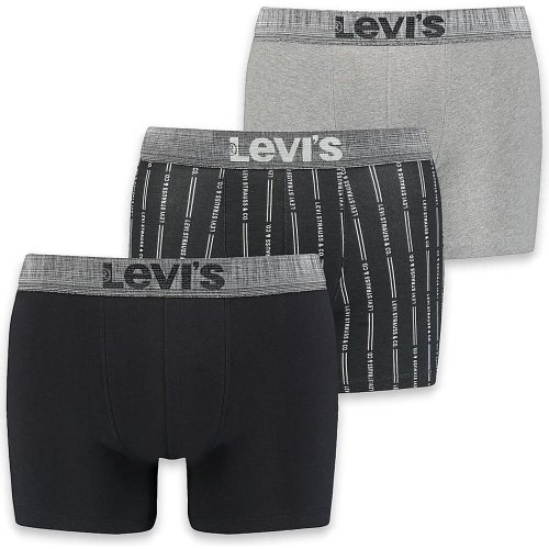 Levis Men Giftbox Stripes Logo Boxer Brief 3P Black / Grey