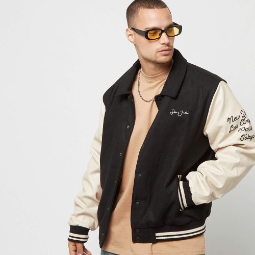 Sean John SJ Script Logo Retro Car College Jacket black/light beige