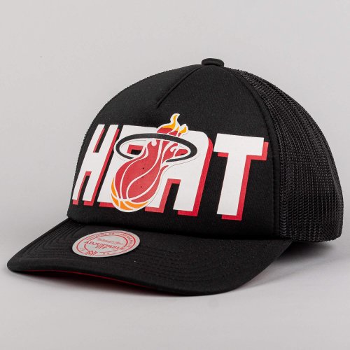 Mitchell & Ness NBA Billboard Trucker Snapback Hwc Miami Heat Black