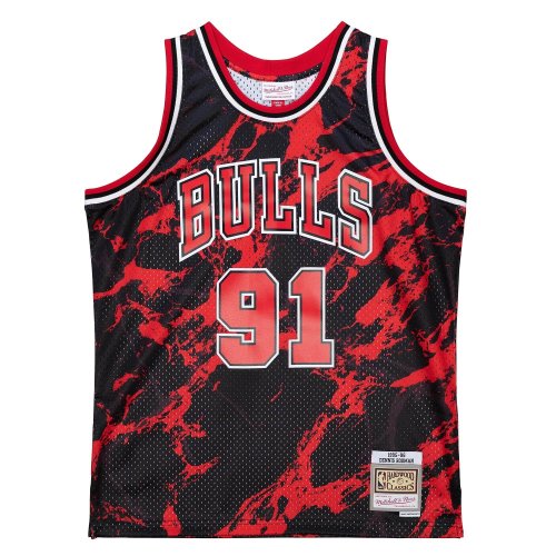 Mitchell & Ness NBA Team Marble Swingman Jersey CHICAGO BULLS DENNIS RODMAN BLACK