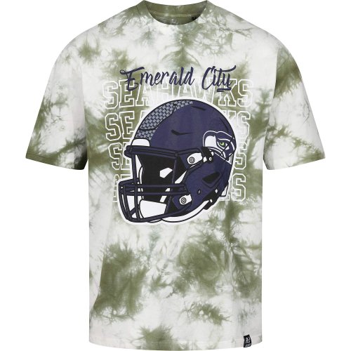 Re:Covered NFL Seahawks Helmet Green Tie Dye Relaxed T-Shirt