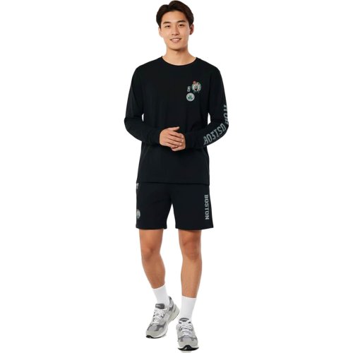Pánske teplákové šortky Hollister x NBA Boston Celtics Spell-Out Shorts čierne