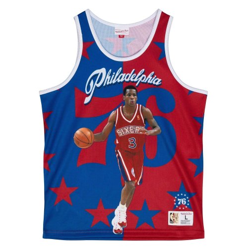Mitchell & Ness NBA Sublimated Player Tank Allen Iverson Philadelphia 76Ers Royal/Red