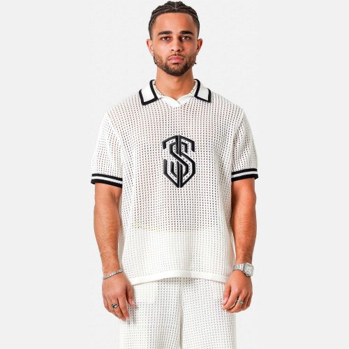 Pletená polokošeľa Sixth June KNITTED Embroidery Polo Shirt biela