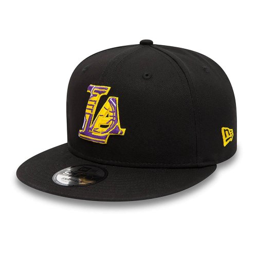 New Era NBA LA Lakers Team Infill Logo Black 9FIFTY Snapback Cap Black