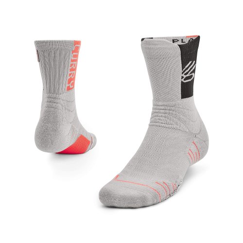 Under Armour Unisex Curry Playmaker Mid-Crew Socks Tin / Bolt Red