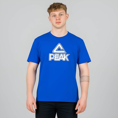 PEAK TEAM LINE ROUND NECK T-SHIRT BLUE/WHITE