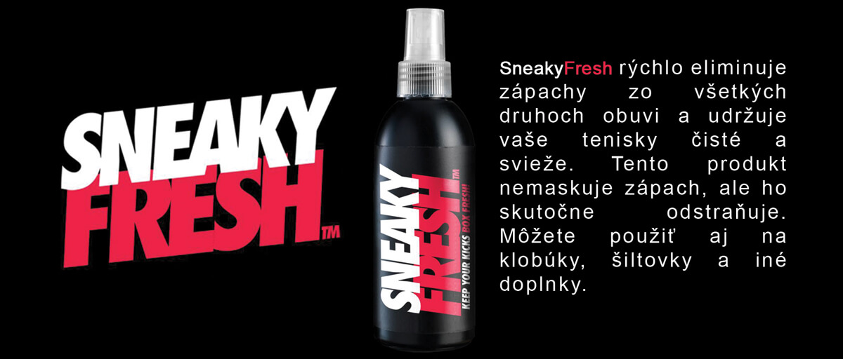 Sneaky Fresh rýchlo eliminuje zápachy zo všetkých druhoch obuvi a udržuje vaše tenisky čisté a svieže. Tento produkt nemaskuje zápach, ale ho skutočne odstraňuje. Môžete použiť aj na klobúky, šiltovky a iné doplnky.